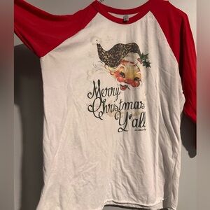 Red and White Women’s Christmas baseball tee size XL